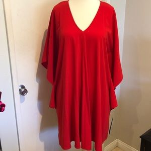 Red Kimono flutter dress, perf for any body type!